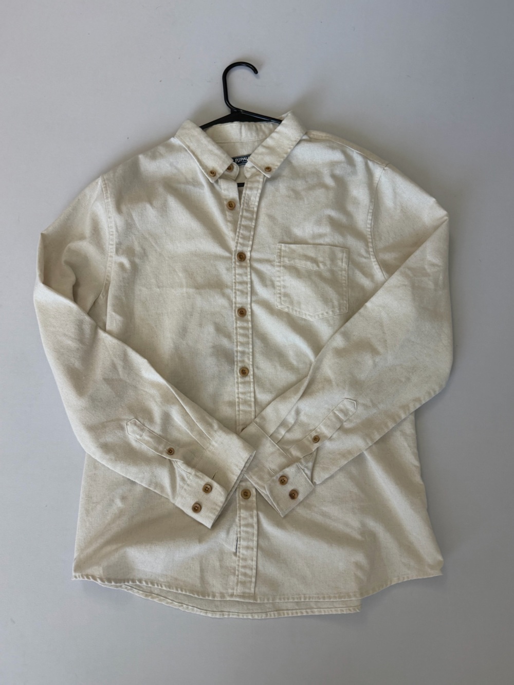 PJ Paul Jones Men’s Linen Blend Button Down Shirt Large Ivory Cream